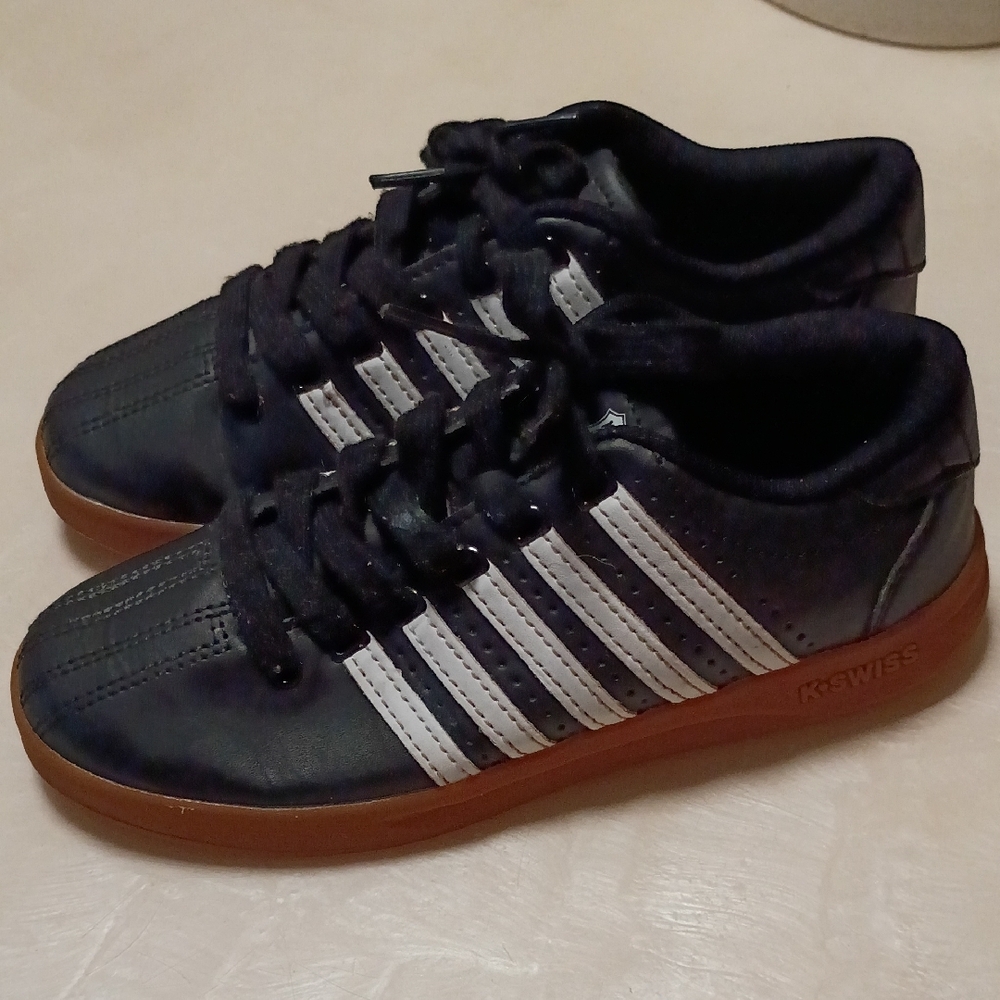 K-Swiss Black and White Sneakers with Brown Sole